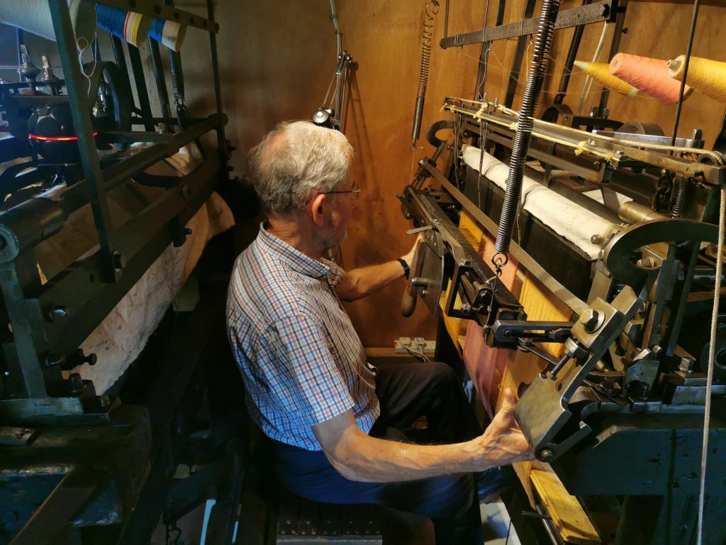 Martin Green operating a hand frame for the 3D audio recordings.